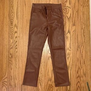 Mother Brown Faux Leather Pants